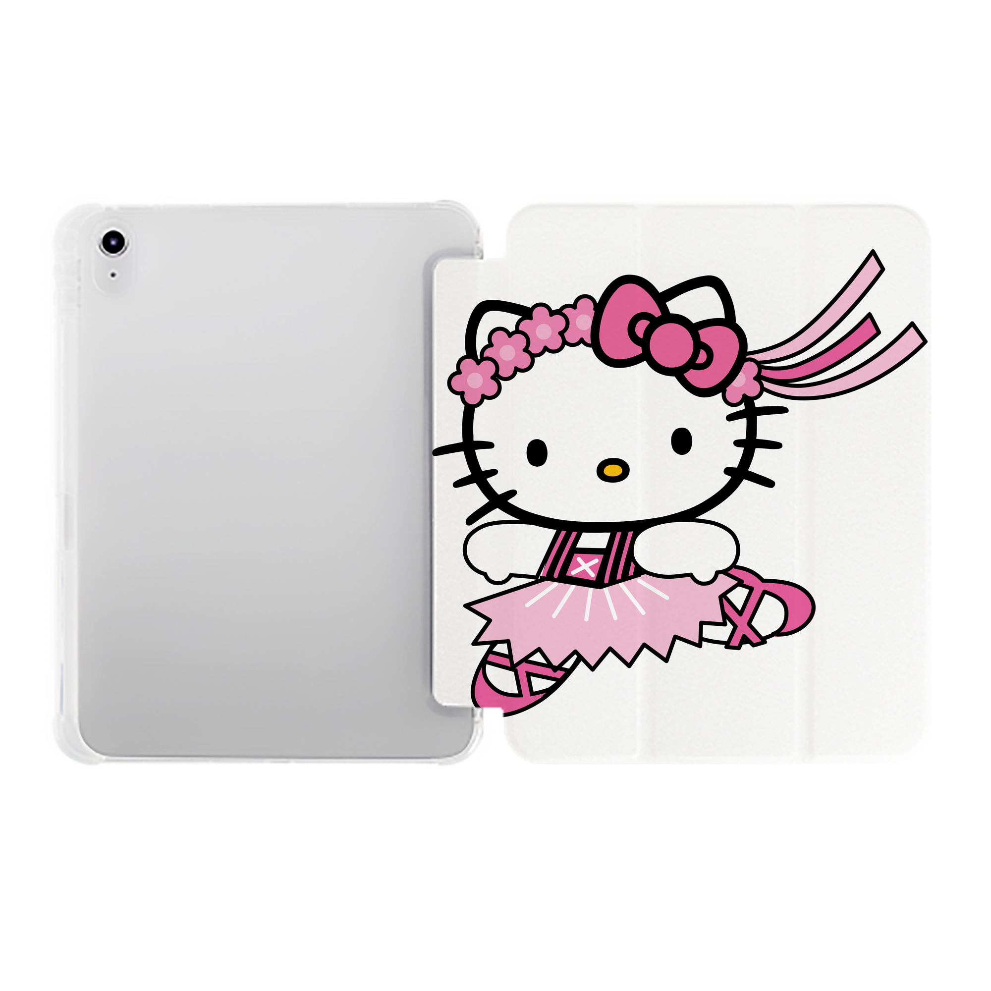 （画像用） Hello Kitty ハローキティ IPad ケース ペン収納付き 三つ折りスタンド PUレザー×シリコン 対応機種9.5/10.5/10.9インチ